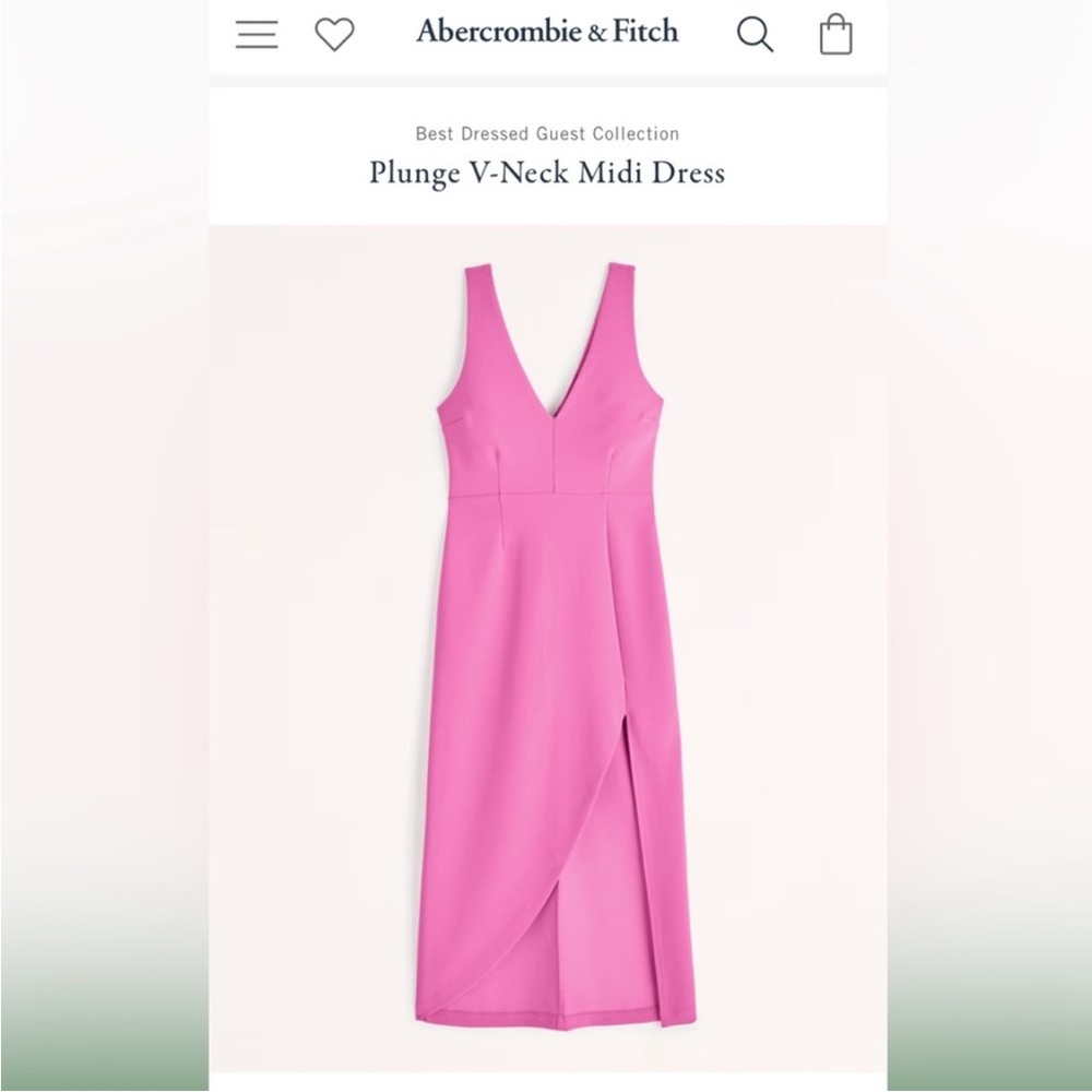 Abercrombie & Fitch Pink Plunge V-Neck Midi Dress